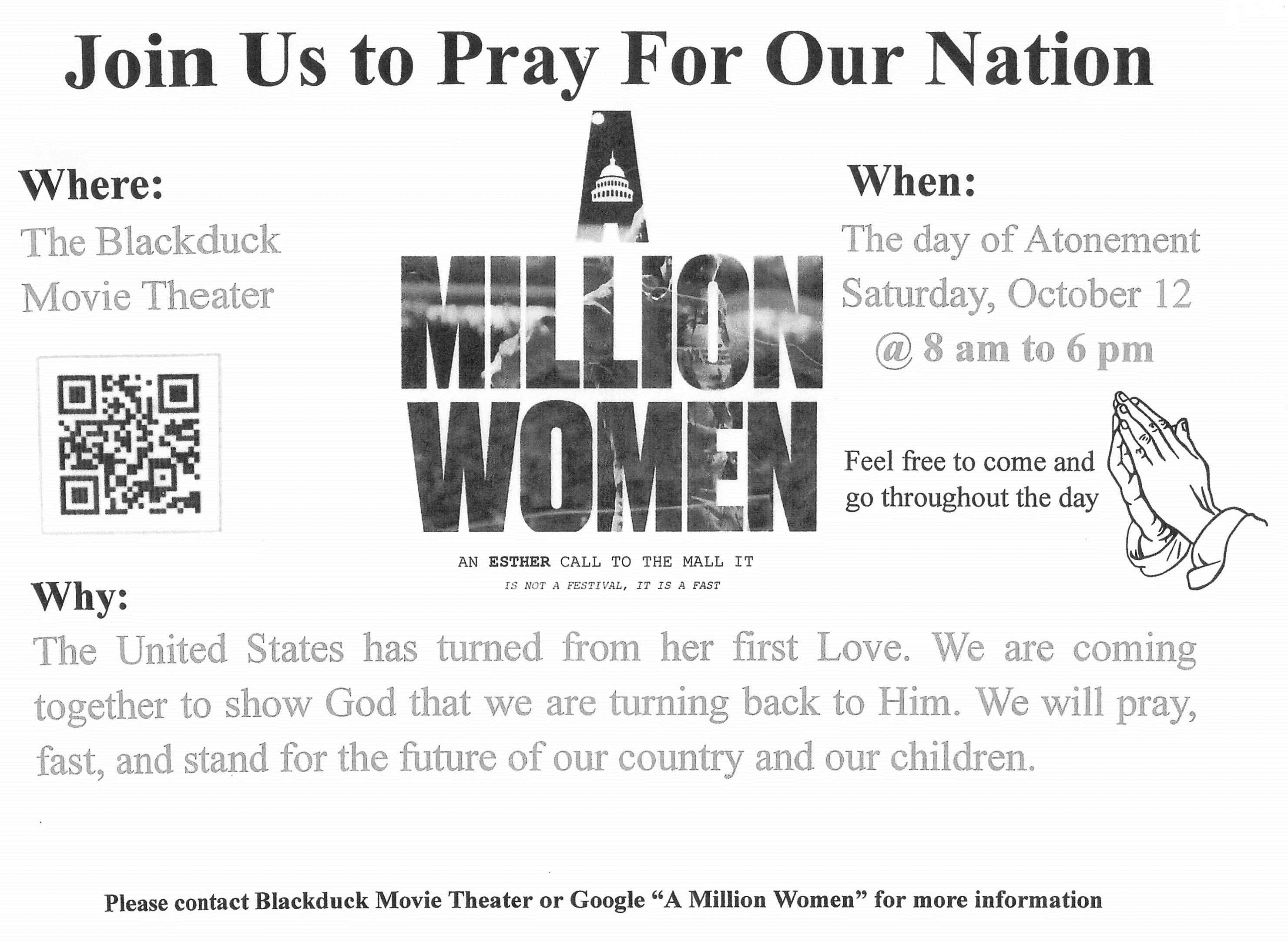 A Million Women: An Esther Call to the Mall @ Blackduck Movie Theater