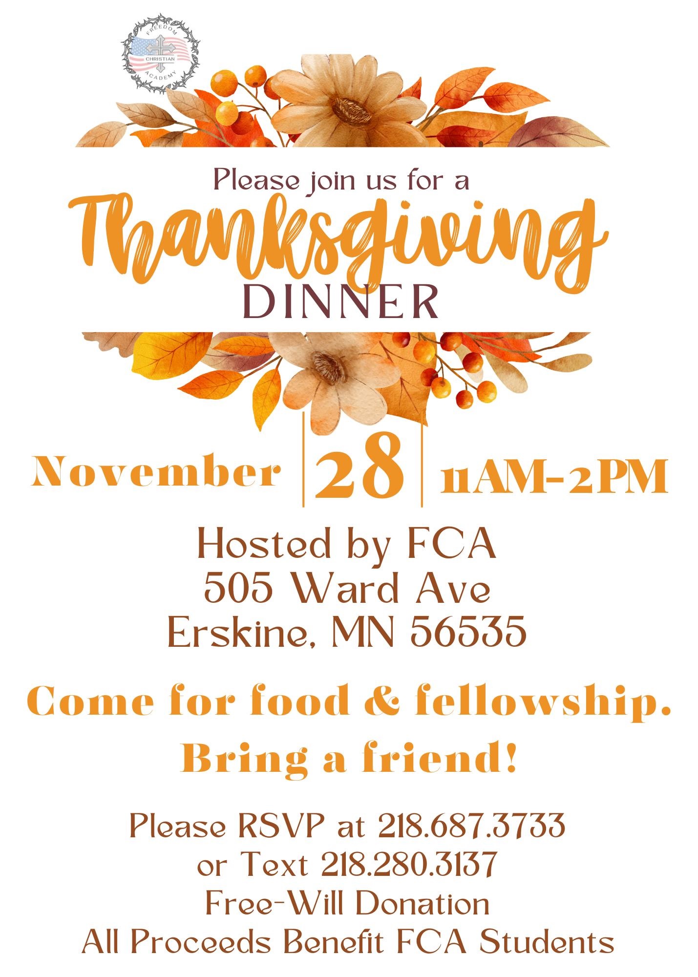 Thanksgiving Dinner @ Freedom Christian Academy